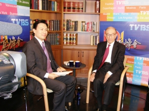 Alan Greenspan in a video conference at the National Press Club.